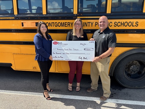 First Bank and Trust Presents Christiansburg Schools with $2,500.