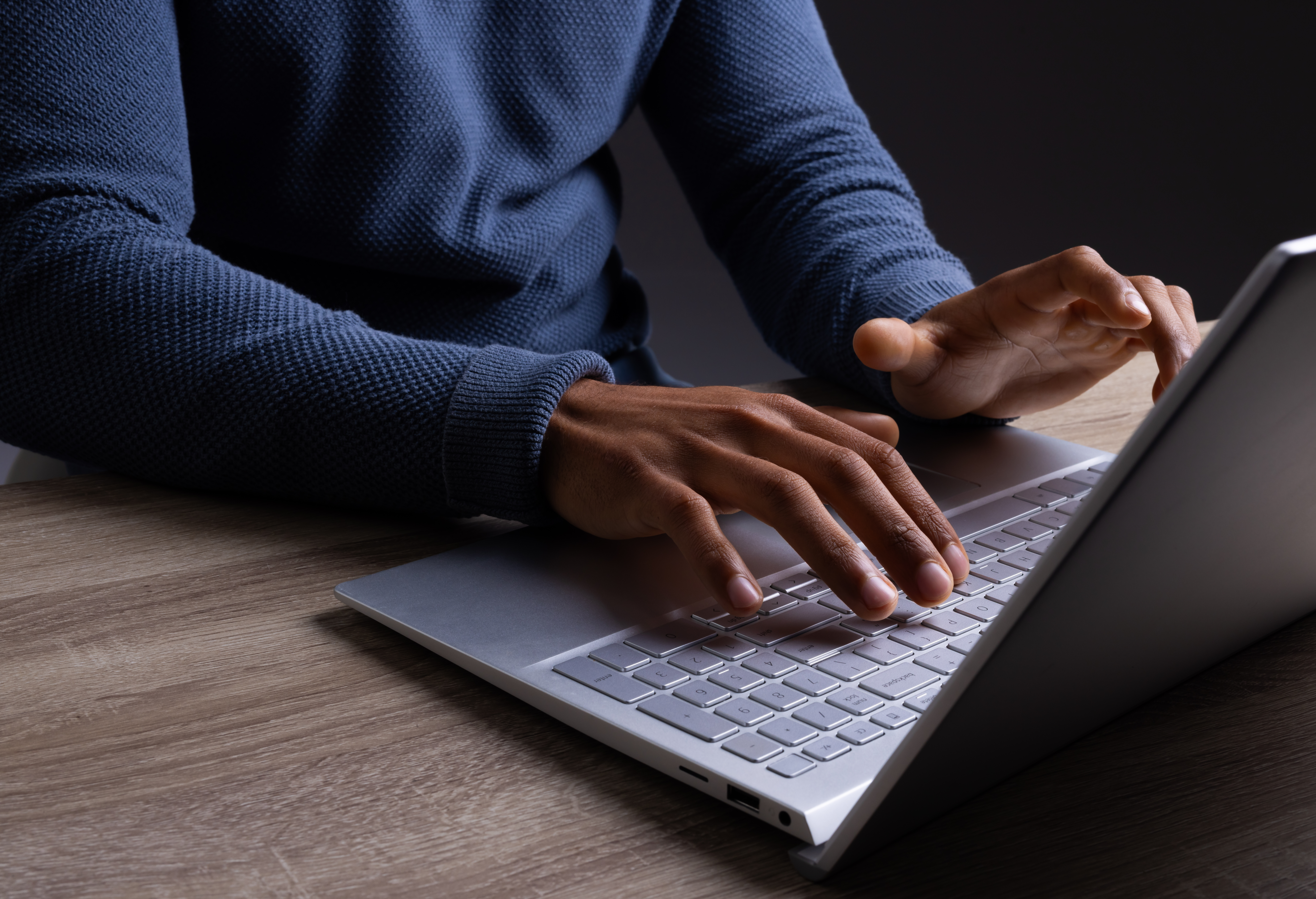 Biracial Businessman Using Laptop With Copy Space 2023 11 27 04 54 49 Utc