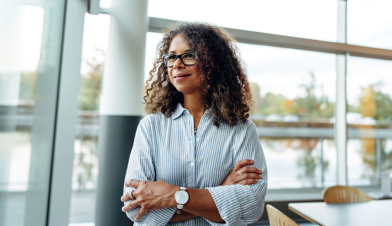 Older Married Black Woman Smiling In The Distance
