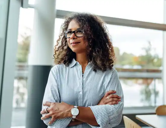 Older Married Black Woman Smiling In The Distance