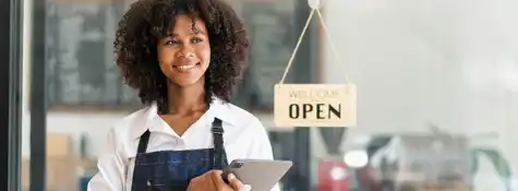 Woman Standing Holding Clipboard